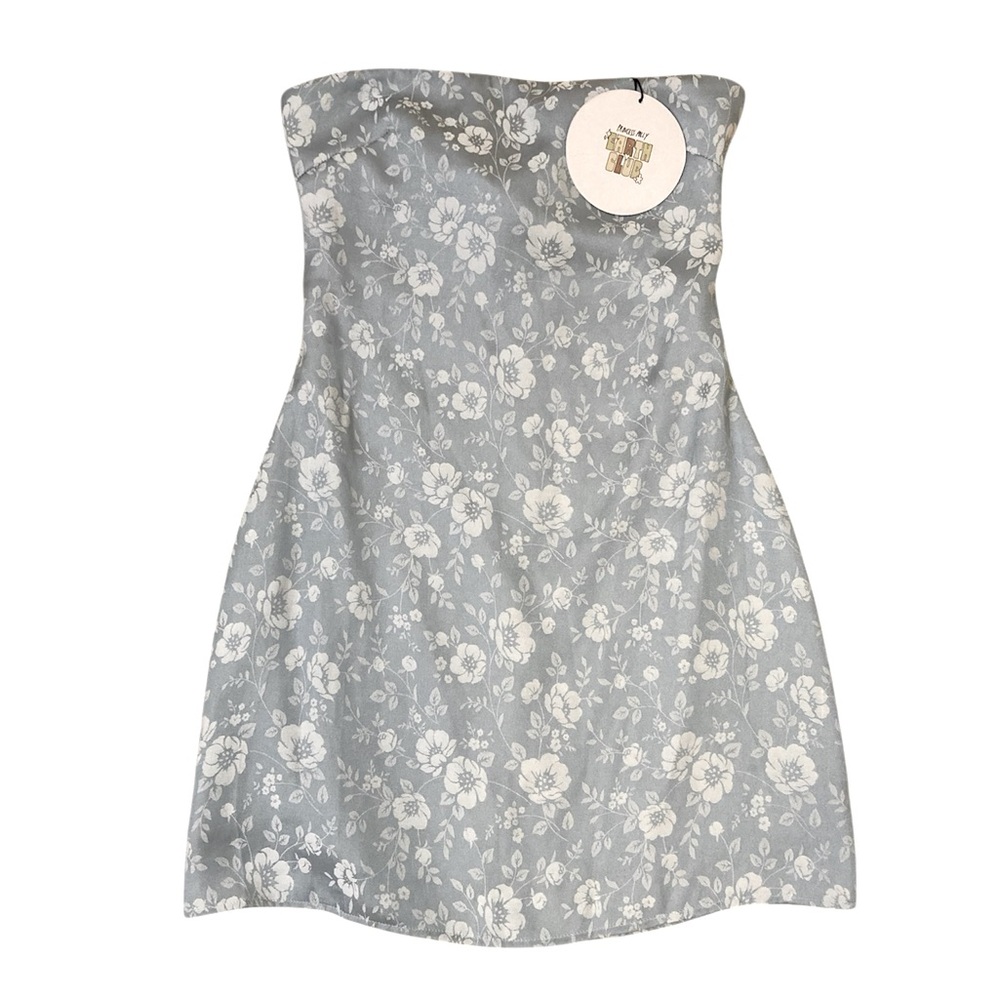 Princess Polly Gray Floral Strapless Dress